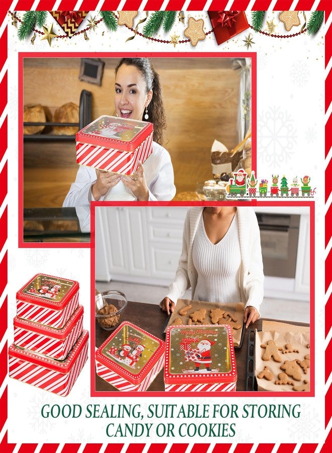 Lingvee 6 Pcs Christmas Cookie Tins with Lids for Gift Giving Metal Containers with Lids Christmas Cookie Tins Xmas Candy Boxes for Gift Giving & Holiday Treats, Large Medium Small(Cute) - Image 4